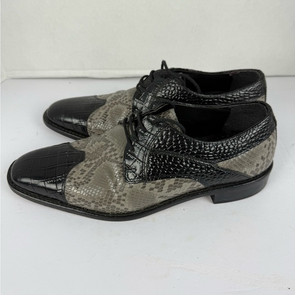 Stacy Adams Black and Gray Snakeskin Oxfords main image 5